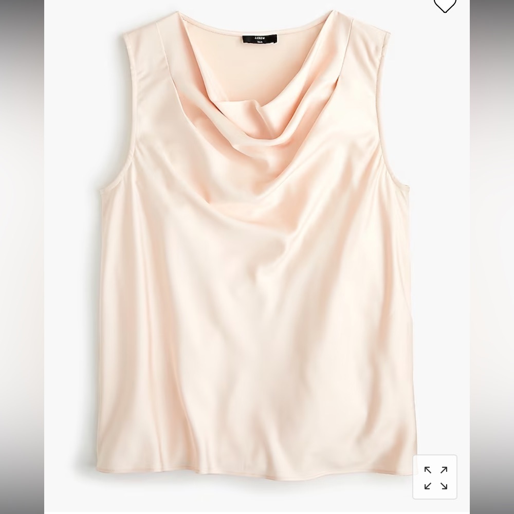 J.Crew Satin White/Off white Cowl Neck Sleeveless Top